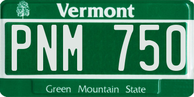 VT license plate PNM750