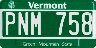 VT license plate PNM758