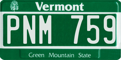 VT license plate PNM759