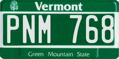 VT license plate PNM768