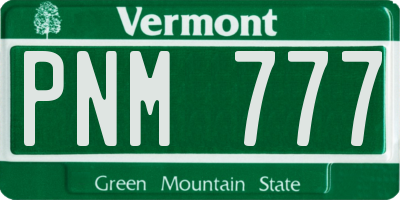 VT license plate PNM777