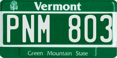 VT license plate PNM803