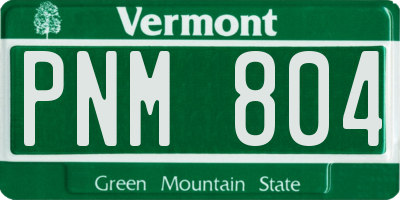 VT license plate PNM804