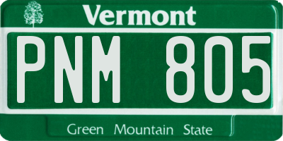 VT license plate PNM805