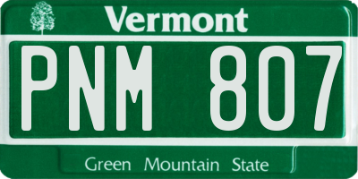 VT license plate PNM807