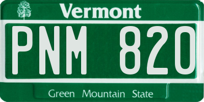 VT license plate PNM820