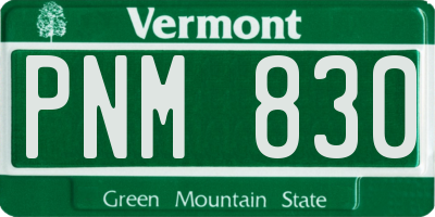 VT license plate PNM830