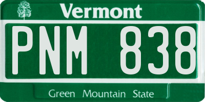 VT license plate PNM838