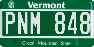VT license plate PNM848