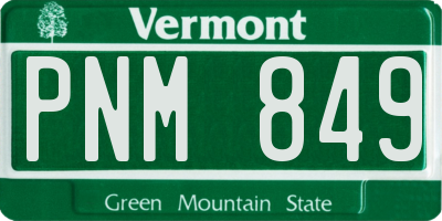 VT license plate PNM849