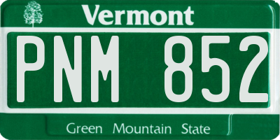 VT license plate PNM852