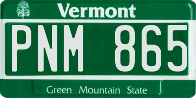 VT license plate PNM865