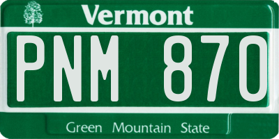 VT license plate PNM870