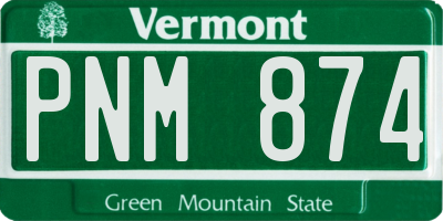 VT license plate PNM874