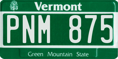 VT license plate PNM875