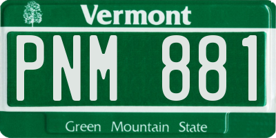 VT license plate PNM881
