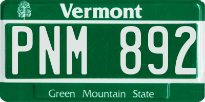 VT license plate PNM892