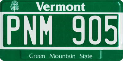VT license plate PNM905