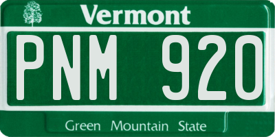 VT license plate PNM920