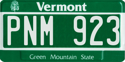 VT license plate PNM923