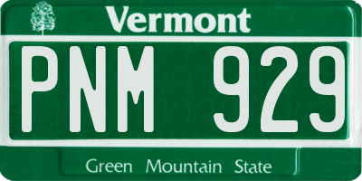 VT license plate PNM929