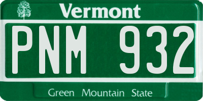 VT license plate PNM932