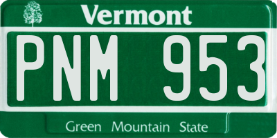 VT license plate PNM953