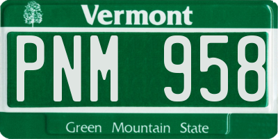 VT license plate PNM958