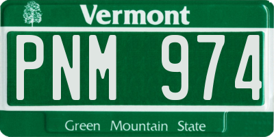 VT license plate PNM974