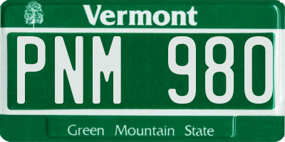 VT license plate PNM980