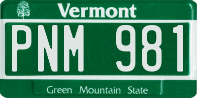 VT license plate PNM981