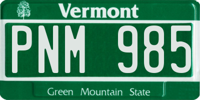 VT license plate PNM985