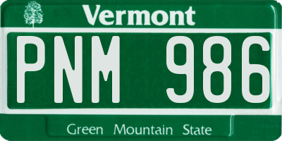 VT license plate PNM986
