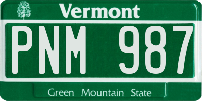 VT license plate PNM987