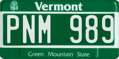 VT license plate PNM989
