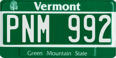 VT license plate PNM992
