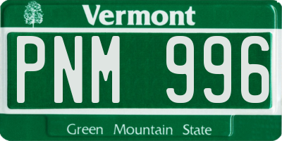 VT license plate PNM996