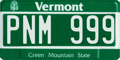 VT license plate PNM999
