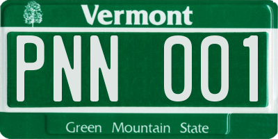 VT license plate PNN001