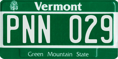 VT license plate PNN029