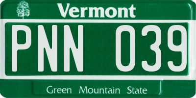 VT license plate PNN039