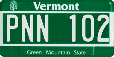 VT license plate PNN102