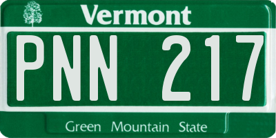 VT license plate PNN217