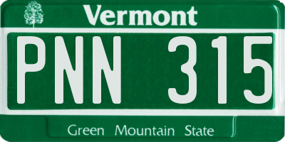 VT license plate PNN315
