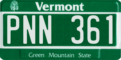 VT license plate PNN361