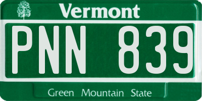 VT license plate PNN839