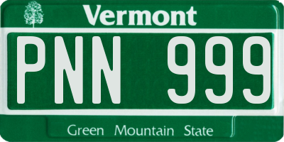 VT license plate PNN999