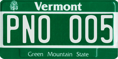 VT license plate PNO005