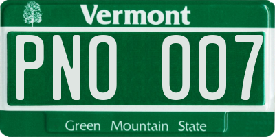 VT license plate PNO007