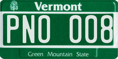 VT license plate PNO008